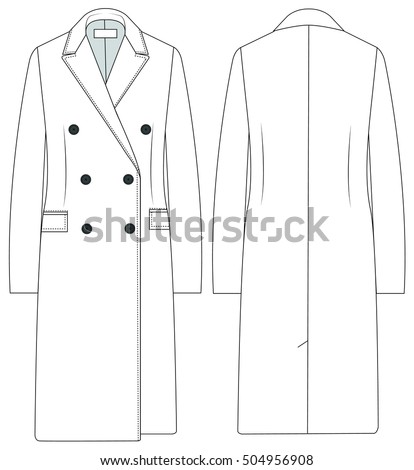 Flat Fashion Template Trench Coat Stock Vector 504956908 - Shutterstock