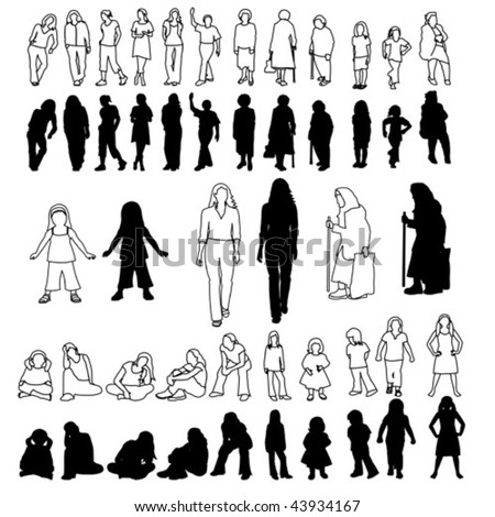 Silhouette Drawing People To Walk Stock Photos, Images, & Pictures ...