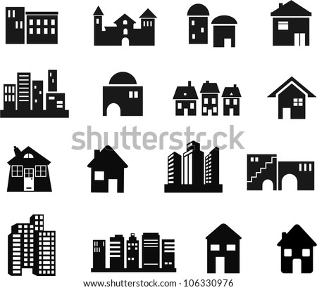 Vector Black Houses Icons Set On Stock Vector 116528140 - Shutterstock