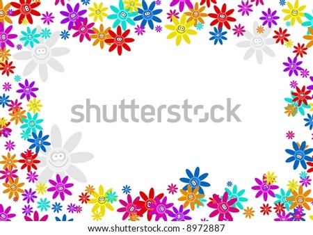 Floral Border Flowers Leaves Stock Vector 84075451 - Shutterstock