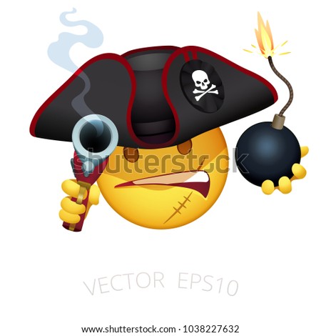 Pirate Emoji Vector Smiley Caribbean Corsair Stock Vector 1038227632 ...