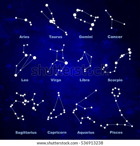 Vector Set Symbol Zodiac Sign Constellations Stock Vector 536913238 ...