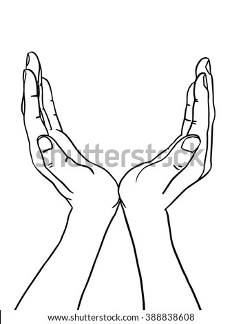 Hand Drawn Hands Together Illustration Symbol Stock Illustration