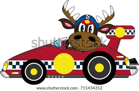 Cute Cartoon Reindeer Motor Racing Driver