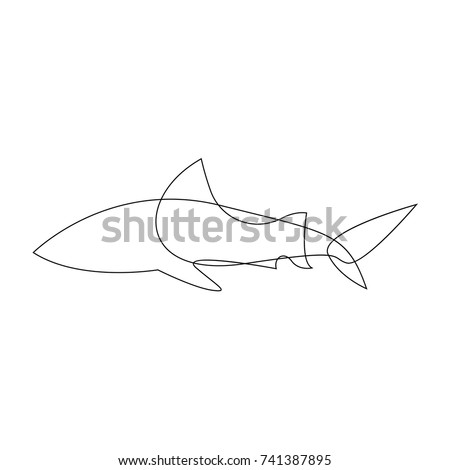 Shark One Line Fish Design Silhouette Stock Vector 741387895 - Shutterstock