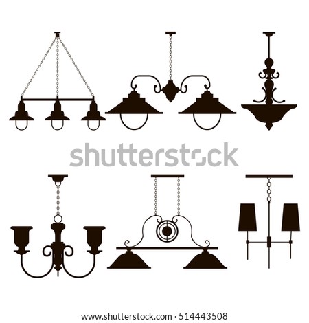Vector Chandeliers Interior Furniture Icons Ceiling Stock Vector ... Vector Chandeliers Interior Furniture Icons Ceiling Stock Vector ...