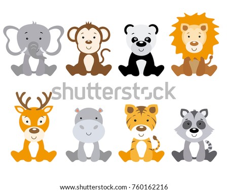 Vector Illustration Cute Animal Set Including Stock Vector 256958941 ...