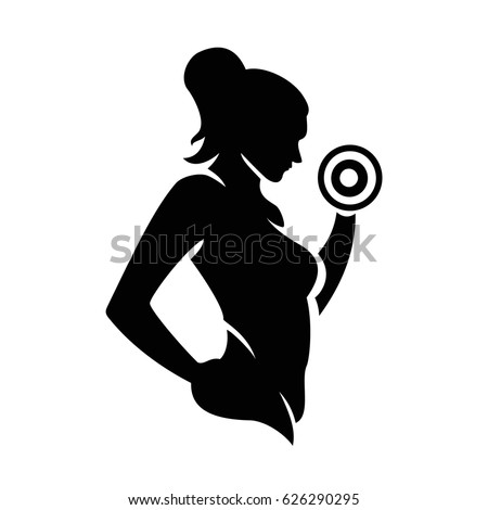 SEARCH AND BUY THIS PRODUCT Silhouette Girl Dumbbell Icon Girl Training Stock Vector