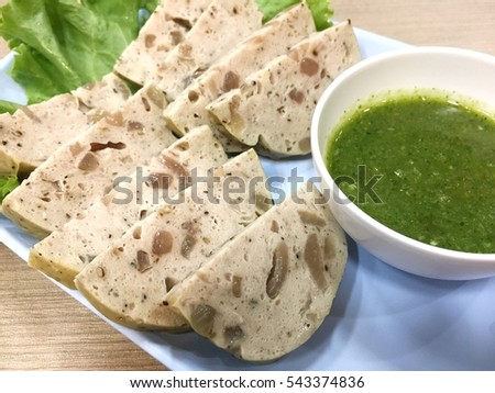 Chop pork and vegetables, seafood sauce, concept of vietnam food