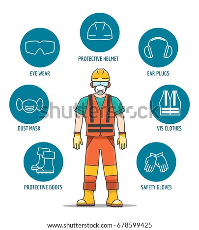 Protective Safety Equipment Ppe Vector Illustration Stock Vector