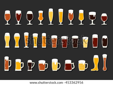 Beer Glass Types Beer Glasses Mugs Stock Vector 497596861 - Shutterstock