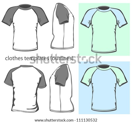 Vector. Men's t-shirt design template (front, back and side view ...