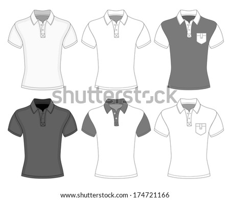 Men's short sleeve polo shirt design templates (front view). Vector ...