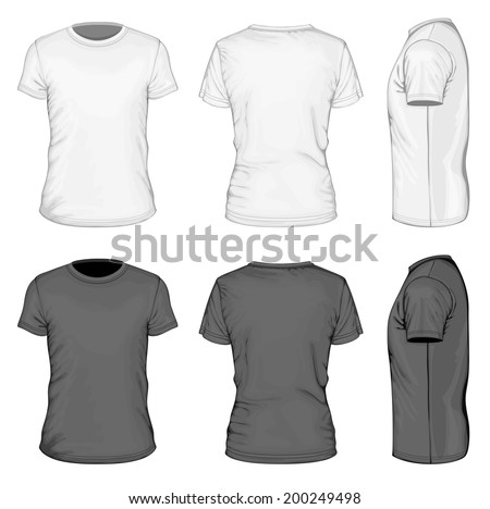 Download Mens White Black Short Sleeve Tshirt Stock Vector ...