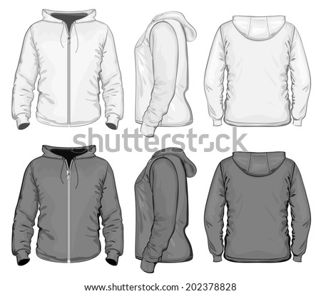 Download Vector Mens Hooded Sweatshirt Zipper Back Stock Vector ...