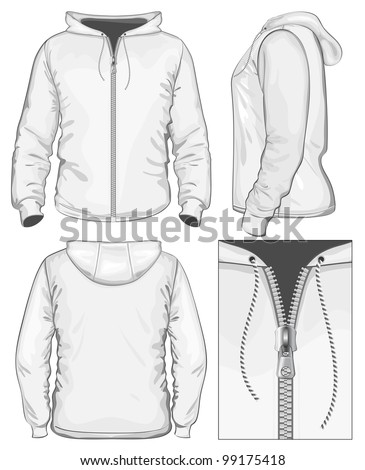 Download Vector Mens Hooded Sweatshirt Zipper Back Stock Vector ...