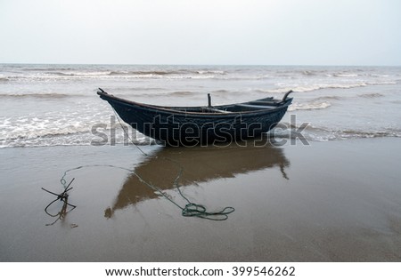 THANH HOA, Vietnam, August 21, 2015 the boat was moored, coast Sam Son, Thanh Hoa, Vietnam