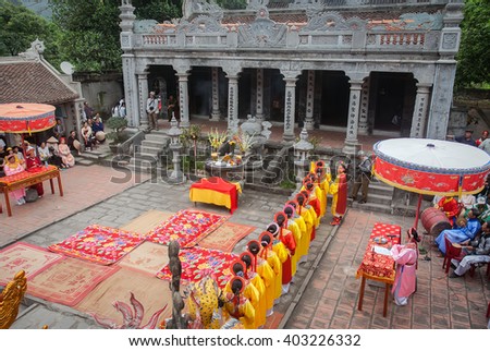 Ninh Binh, Vietnam, April 9, 2016 Thai Vi Temple Festival, Ninh Binh, Vietnam