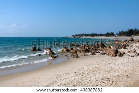 Binh Thuan, Vietnam, April 26, 2016 ancient rock, called (Co Thach) waters Binh Thuan, Vietnam