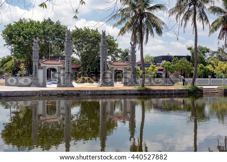Vinh Phuc, Vietnam, June 16 2016. The ancient temple, countryside, Thanh Ha, Hai Duong, Vietnam