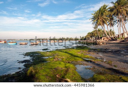 QUANG NGAI, Vietnam, September 18, 2015 My Khe beach landscape, central Vietnam