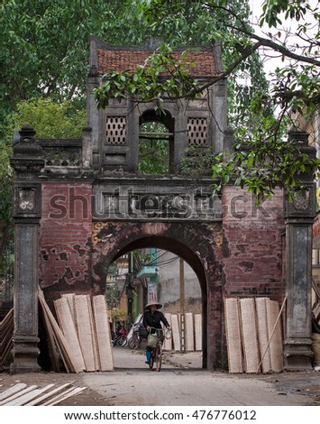 BAC GIANG, VIET NAM, July 13, 2016 Tho Ha old Village Gate, the city of Bac Giang, Vietnam