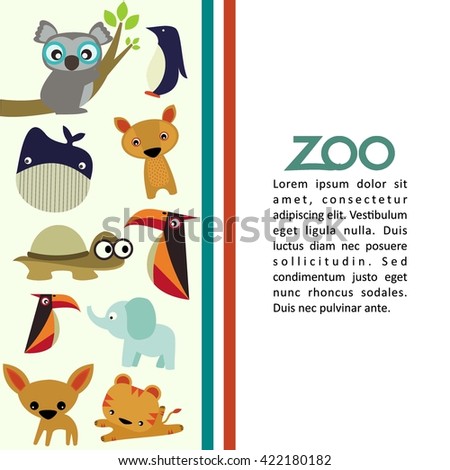 zoo illustration template cute cartoon animal stock vector 422180182