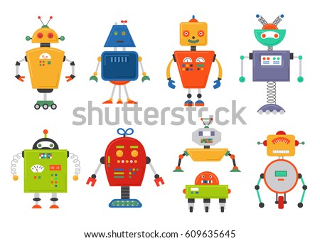 Funny Isolated Robot Set Future Robots Stock Vector (royalty Free 