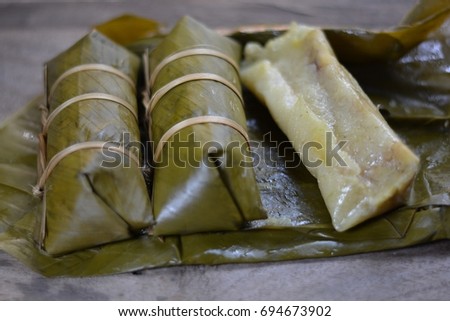 Chung cake, So Vietnamese food is wrapped in banana leaves.