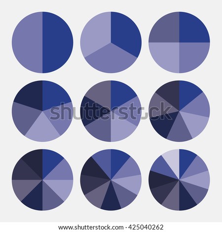 Coloured Pie Chart Six Shades Blue Stock Illustration 63059869 