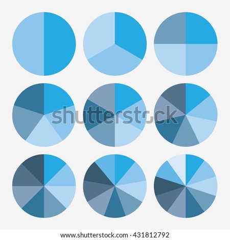 Coloured Pie Chart Six Shades Blue Stock Illustration 63059869 ...