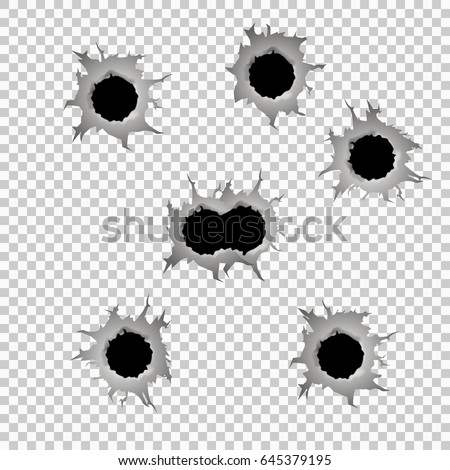 Set Seven Bullet Holes Isolated On Stock Vector 645379195 - Shutterstock