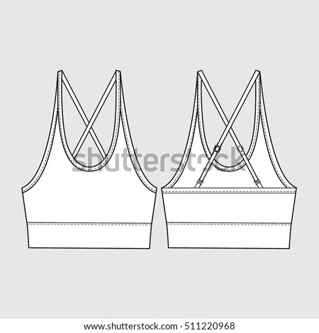 Cross Back Sports Bra Technical Drawing Stock Vector 511220968