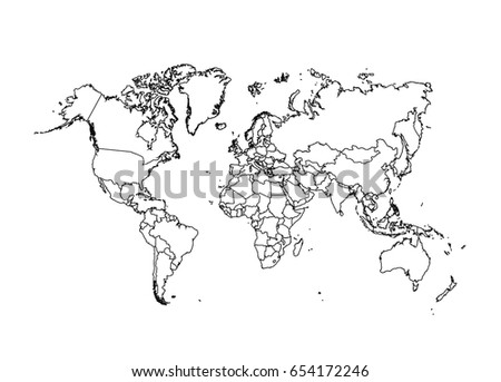 Black World Map Outlines Isolated On Stock Vector 46059028 - Shutterstock