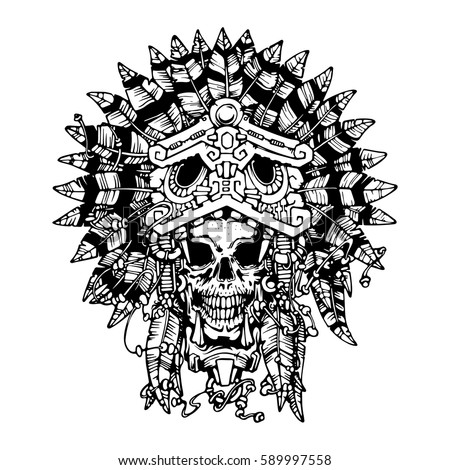 Aztec Jaguar Warrior Tattoo Vector Illustration Stock Vector 589997558 ...
