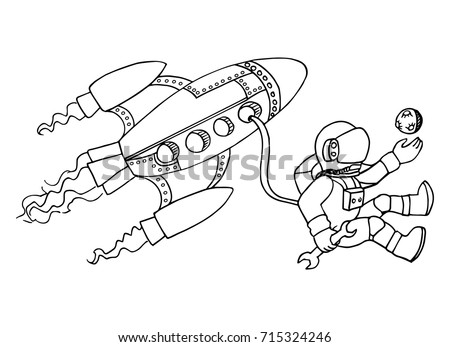 Astronaut Hand Drawn Vector Illustration Isolated Stock Vector ...