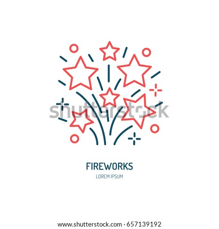 Fireworks line icon. Vector logo for event service. Linear illustration of firecrackers.