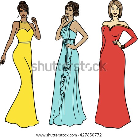 Three Black Long Evening Gowns Stock Photos, Royalty-Free Images ...