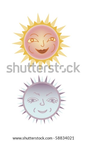 Happy Sun Contour Ink Drawing Vector Stock Vector 139380698 - Shutterstock
