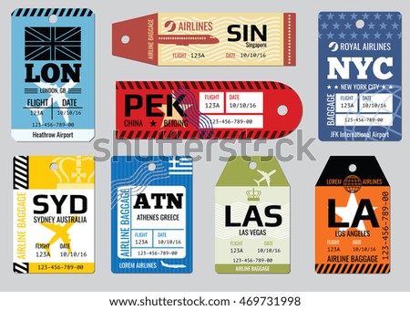 Vintage Luggage Tags Travel Labels Vector Stock Vector 469731998 - Shutterstock