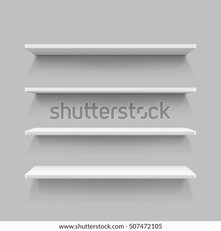 Empty White Shop Shelf Retail Shelves 3d Store Wall Display Vector Illustration Empty White Shop Shelf Retail Shelves 3d Store Wall Display Vector Illustration