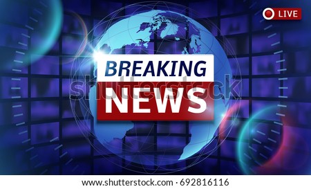 Breaking news broadcast vector futuristic background with world map. News broadcast and breaking news live illustration