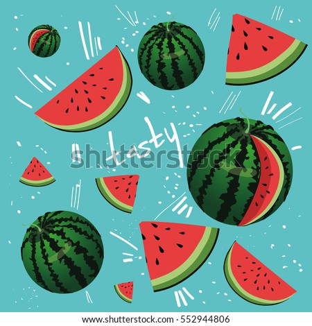 Welcome Summer inscription on the background of watermelon.
