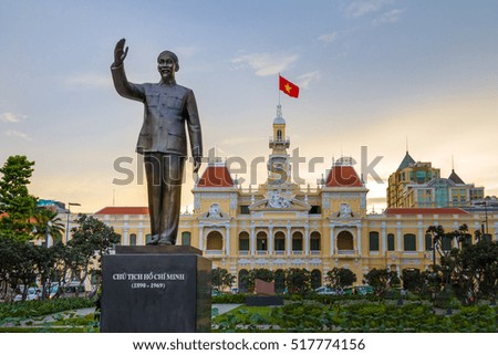 Ho Chi Minh statue in front of City Hall, Saigon, Ho Chi Minh City, Vietnam