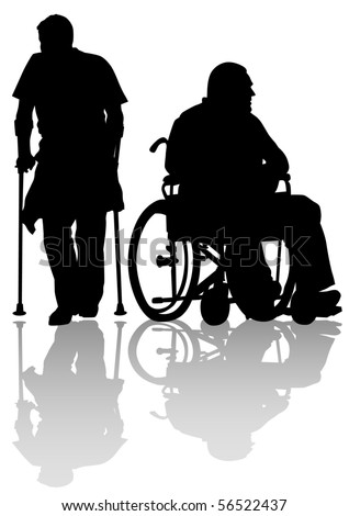 Graphic Disabled On Walk Silhouettes People Stock Illustration 56522437 ...
