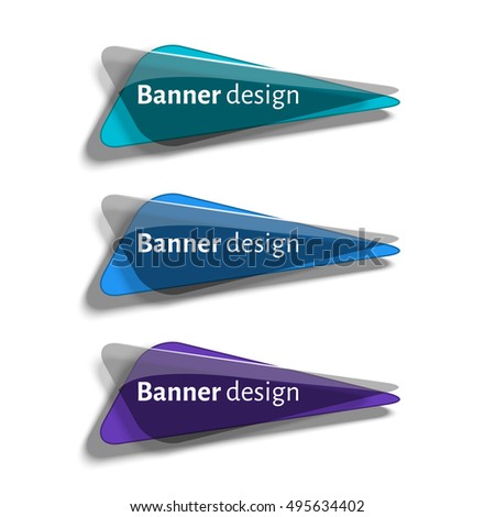 Set Realistic Abstract Banners Glass Elements Stock Vector 