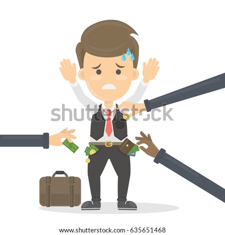 Business Robbery Concept Illustration Sad Worried Stock Vector ...