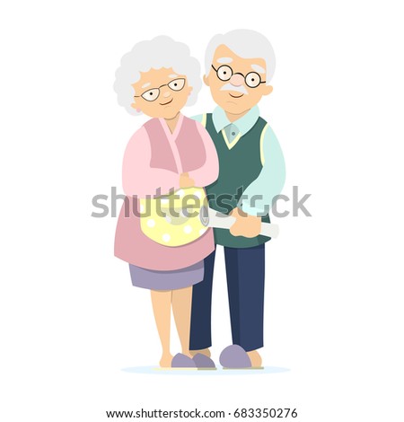 Senior Couple Love Older Man Woman Stock Illustration 420210007 ...