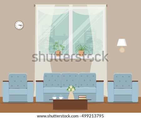Living Room Vector Flat Illustration There Stock Vector 499213795 ... Living Room Vector Flat Illustration There Stock Vector 499213795 ...