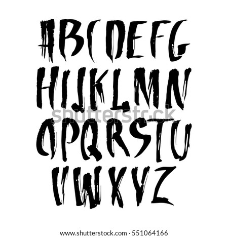 Hand Drawn Vector Ink Alphabet Stock Vector 263065664 - Shutterstock